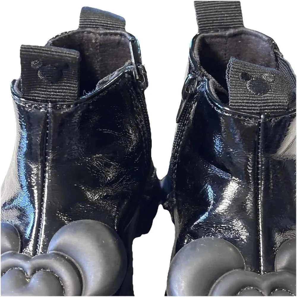 Zara Disney Baby Minnie Mouse Black Patent Chelsea  Zipper Boots Size EU 22